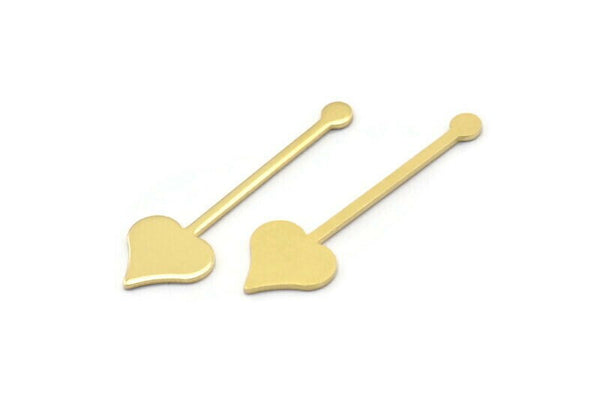 Brass Heart Blank, 24 Raw Brass Spade Blanks, Stamping Blanks (30x9x0.80mm) M02042