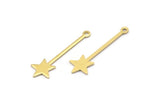Brass Star Charm, 24 Raw Brass Star Charms With 1 Loop (30x9x0.80mm) M02051
