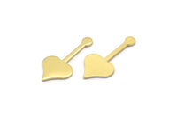 Brass Heart Blank, 50 Raw Brass Spade Blanks, Stamping Blanks (20x9x0.80mm) M02048