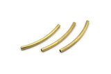 Brass Noodle Tube - 50 Raw Brass Curved Tubes (2x30mm) Bs 1403