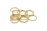 Hexagon Ring Charm, 50 Raw Brass Hexagon Shaped Ring Charms (14x0.6x0.8mm) Bs 1236