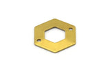 Brass Hexagon Tag, 12 Raw Brass Hexagon Stamping Blank Tag Charms With 2 Holes, Connectors, Findings (20x0.80mm) D0121