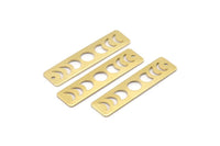 Brass Rectangle Charm, 10 Raw Brass Moon Phases Charms With 1 Hole, Stamping Blanks (40x10x0.80mm) M01998