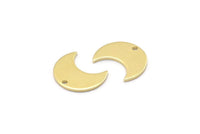 Brass Moon Charm, 24 Raw Brass Crescent Moon Charms With 1 Hole (15x8x1mm) M01844
