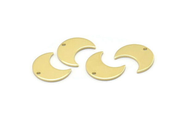 Brass Moon Charm, 24 Raw Brass Crescent Moon Charms With 1 Hole (15x8x1mm) M01844