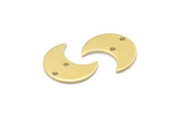 Brass Moon Charm, 24 Raw Brass Crescent Moon Charms With 2 Holes (15x8x1mm) M01846