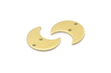 Brass Moon Charm, 24 Raw Brass Crescent Moon Charms With 2 Holes (15x8x1mm) M01846