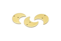 Brass Moon Charm, 24 Raw Brass Crescent Moon Charms With 2 Holes (15x8x1mm) M01846