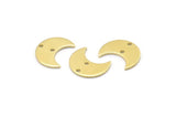 Brass Moon Charm, 24 Raw Brass Crescent Moon Charms With 2 Holes (15x8x1mm) M01846