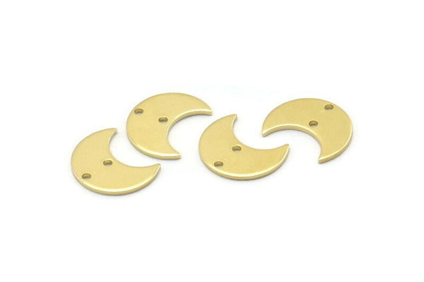 Brass Moon Charm, 24 Raw Brass Crescent Moon Charms With 2 Holes (15x8x1mm) M01846