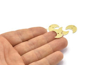 Brass Moon Charm, 24 Raw Brass Crescent Moon Charms With 2 Holes (15x8x1mm) M01846