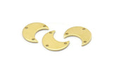 Brass Moon Charm, 24 Raw Brass Crescent Moon Charms With 3 Holes (15x8x1mm) M01847