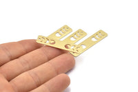 Brass Rectangle Charm, 10 Raw Brass Moon Phases Charms With 1 Hole, Stamping Blanks (40x10x0.80mm) M01825