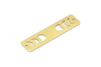 Brass Rectangle Charm, 10 Raw Brass Moon Phases Charms With 2 Holes, Stamping Blanks (40x10x0.80mm) M01828