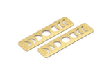 Brass Rectangle Blank, 8 Textured Raw Brass Moon Phases Stamping Blanks (40x10x0.80mm) M01833