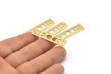 Brass Rectangle Charm, 8 Textured Raw Brass Moon Phases Charms With 1 Hole, Stamping Blanks (40x10x0.80mm) M01837