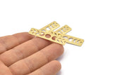 Brass Rectangle Charm, 8 Textured Raw Brass Moon Phases Charms With 2 Holes, Stamping Blanks (40x10x0.80mm) M01838
