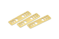 Brass Rectangle Charm, 8 Textured Raw Brass Moon Phases Charms With 1 Hole, Stamping Blanks (40x10x0.80mm) M01835