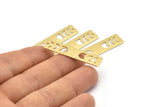 Brass Rectangle Charm, 8 Textured Raw Brass Moon Phases Charms With 1 Hole, Stamping Blanks (40x10x0.80mm) M01835