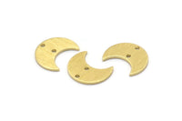 Brass Moon Charm, 24 Textured  Raw Brass Crescent Moon Charms With 2 Holes (15x8x1mm) M01861