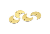 Brass Moon Charm, 24 Textured  Raw Brass Crescent Moon Charms With 2 Holes (15x8x1mm) M01861