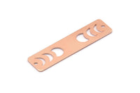Bakır Dikdörtgen Charm, 2 Delikli 8 Ham Bakır Ay Evreleri Charm'ı, Damgalama Boşlukları (40x10x0,80 mm) M01884
