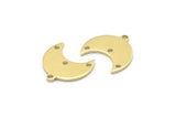 Brass Moon Charm, 24 Raw Brass Crescent Moon Charms With 1 Loop And 3 Holes (15x9x1mm) M01830