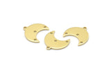 Brass Moon Charm, 24 Raw Brass Crescent Moon Charms With 1 Loop And 3 Holes (15x9x1mm) M01830