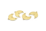 Brass Moon Charm, 24 Raw Brass Crescent Moon Charms With 1 Loop And 3 Holes (15x9x1mm) M01830