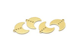 Brass Moon Charm, 24 Raw Brass Crescent Moon Charms With 1 Loop And 3 Holes (15x9x1mm) M01829