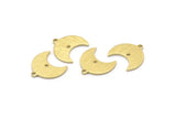 Brass Moon Charm, 24 Textured Raw Brass Crescent Moon Charms With 1 Loop And 1 Hole (15x9x1mm) M01840