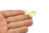 Brass Moon Charm, 24 Textured Raw Brass Crescent Moon Charms With 1 Loop And 1 Hole (15x9x1mm) M01840
