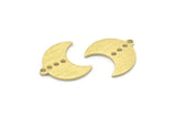 Brass Moon Charm, 24 Textured Raw Brass Crescent Moon Charms With 1 Loop And 3 Holes (15x9x1mm) M01841