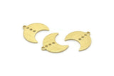 Brass Moon Charm, 24 Textured Raw Brass Crescent Moon Charms With 1 Loop And 3 Holes (15x9x1mm) M01841