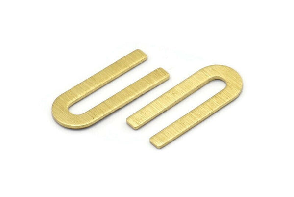 Brass U Shaped Blank, 24 Textured Raw Brass U Shaped Stamping Blanks, Findings (22x9x0.80mm) M02095
