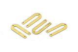 Brass U Shape Charm, 24 Textured Raw Brass U Shaped Charms With 3 Holes (22x9x0.80mm) M02097