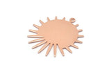 Copper Sun Charm, 8 Raw Copper Sun Charms With 1 Loop, Findings (29x28x0.80mm) M02118