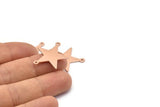 Copper Star Charm, 12 Raw Copper Star Charms With 2 Loops (27x22x0.80mm) M02117