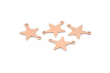 Copper Star Charm, 24 Raw Copper Star Charms With 2 Loops (22x16x0.80mm) M02115