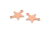 Copper Star Charm, 50 Raw Copper Star Charms With 2 Loops (16x12x0.80mm) M02113