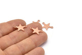 Copper Star Charm, 50 Raw Copper Star Charms With 2 Loops (16x12x0.80mm) M02113