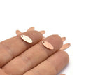 Copper Oval Charm, 100 Raw Copper, Copper Charm, Tiny Copper Oval Charms With 1 Hole (12x5x0.80mm) M02111