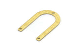Brass U Shape Charm, 24 Textured Raw Brass U Shaped Charms With 3 Holes (26x17x0.80mm) M02086
