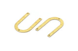 Brass U Shape Charm, 24 Textured Raw Brass U Shaped Charms With 3 Holes (26x17x0.80mm) M02086