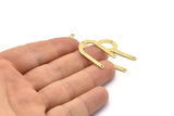 Brass U Shape Charm, 24 Textured Raw Brass U Shaped Charms With 3 Holes (26x17x0.80mm) M02086