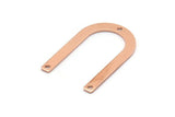 Copper U Shape Charm, 24 Raw Copper U Shaped Charms With 3 Holes (26x17x0.80mm) M02089