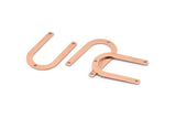 Copper U Shape Charm, 24 Raw Copper U Shaped Charms With 3 Holes (26x17x0.80mm) M02089