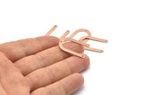 Copper U Shape Charm, 24 Raw Copper U Shaped Charms With 3 Holes (26x17x0.80mm) M02089