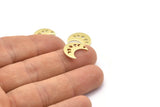 Brass Moon Charm, 24 Raw Brass Crescent Moon Phases Charms With 1 Hole (15x8x1mm) M01868