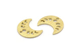 Brass Moon Charm, 24 Textured Raw Brass Crescent Moon Phases Charms With 1 Hole (15x8x1mm) M01862